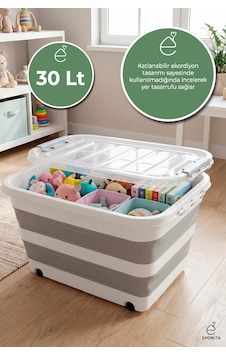 Katlanır Saklama Kutusu 30 Lt Tekerlekli Kapaklı Kilitli Organizer Akordiyon Yer Kaplamaz Renkli Katlanır Saklama Kutusu 30 Lt Tekerlekli Kapaklı Kilitli Organizer Akordiyon Yer Kaplamaz Renkli