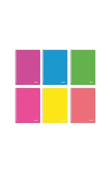 Mopak 60 Yp. Neon Serisi Pp Kapak Spiralli Defter - Çizgili - 6 Adet Beyaz Mopak 60 Yp. Neon Serisi Pp Kapak Spiralli Defter - Çizgili - 6 Adet Beyaz