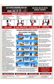 Dijital Baskılı Yangın Uyarı Talimatı Levhası Dijital Baskılı Yangın Uyarı Talimatı Levhası