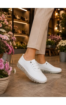 Beren Hakiki Deri Beyaz Kadın Ayakkabısı Ortopedik Taban Düz Esnek Bağcıklı Comfort Casual Günlük Sneaker Beren Hakiki Deri Beyaz Kadın Ayakkabısı Ortopedik Taban Düz Esnek Bağcıklı Comfort Casual Günlük Sneaker