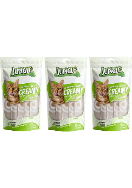 Jungle Kedi Krema Ödül Maması Tavuklu 3 Adet 1x70gr Paket İçi 5 Tüp Jungle Kedi Krema Ödül Maması Tavuklu 3 Adet 1x70gr Paket İçi 5 Tüp