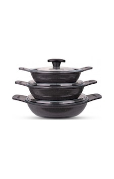 Thermoad Pyro Serisi 6 Parça Güveç Sahan Set Gri Thermoad Pyro Serisi 6 Parça Güveç Sahan Set Gri
