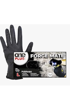 One Plus Force Mate Tırtıklı Nitril Pudrasız Eldiven Siyah 50 Adet