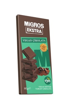 Migros Ekstra Vegan Bitter Tablet Çikolata 80 G 6'li Avantaj Paketi Mıchu