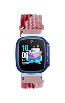 Huawei Gt4 41mm Omsy Krd-139 18mm Çocuklara Özel Örgü Kordon - Kırmızı-pembe