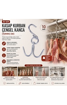 10 Adet 10mm W Kasap Kurban Çengel Kanca 5728 10 Adet 10mm W Kasap Kurban Çengel Kanca 5728