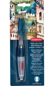 Derwent Push Button Waterbrush Sulu Boya Fırçası Chisel 10 MM