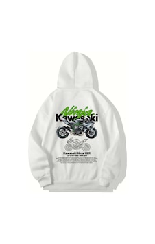 Brz Collection Unisex Oversize Ninja H2r Hoodie Beyaz Brz Collection Unisex Oversize Ninja H2r Hoodie Beyaz
