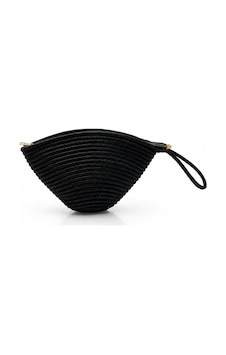 Elunars Siyah Küçük Hasır Clutch Kadın Çantası Elunars Siyah Küçük Hasır Clutch Kadın Çantası