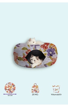 Desenli Donut Kedi Tüneli / Desenli Donut Kedi Yatağı / Donat Kedi Oyuncağı Bej - 842620233