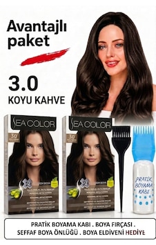 Sea Color Set Saç Boyası 3.0 Koyu Kahve 2 Li 2 Kutu+pratik Boya Kabı Sea Color Set Saç Boyası 3.0 Koyu Kahve 2 Li 2 Kutu+pratik Boya Kabı