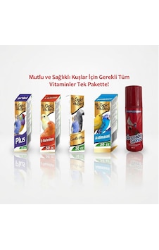 Kafes Kuşları İçin Vitamin Seti Ve Dermo Bit Spreyi 200 Ml Kafes Kuşları İçin Vitamin Seti Ve Dermo Bit Spreyi 200 Ml