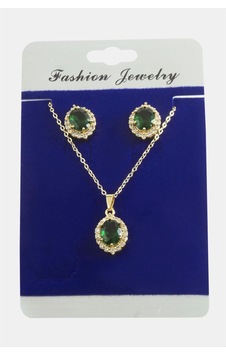 Oval Zirkon Taşlı Set Kolye Çok renkli Oval Zirkon Taşlı Set Kolye Çok renkli