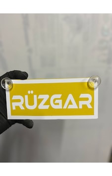 Sarı Renk Üzeri Beyaz Renk Rüzgar Yazılı Vantuzlu Cam Süsü Sarı Renk Üzeri Beyaz Renk Rüzgar Yazılı Vantuzlu Cam Süsü