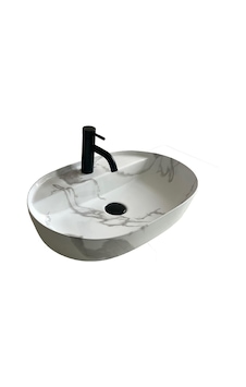 E-2114m1 Tezgah Üstü Lavabo Beyaz Mermer Desenli Gri E-2114m1 Tezgah Üstü Lavabo Beyaz Mermer Desenli Gri
