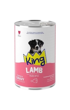 King Sos İçinde Et Parçacıklı Kuzu Etli Yavru Köpek Konservesi 400 Gr