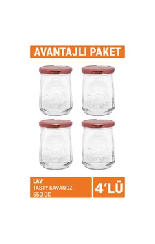 Lav Tasty Kavanoz 4'lü 550 Cc Açık Yeşil - Beyaz