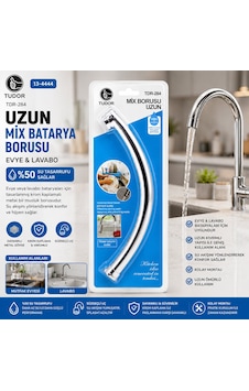 Kuğu Evye - Lavabo Uzun Mix Batarya Borusu Krom Kaplama - Vakumlu - Süzgeçli Uç 5570 Çok renkli