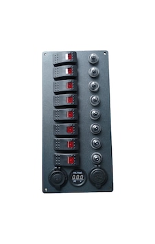Tekne Karavan Otomatik Sigorta Paneli. 8'li Model. Usb'li Siyah Siyah
