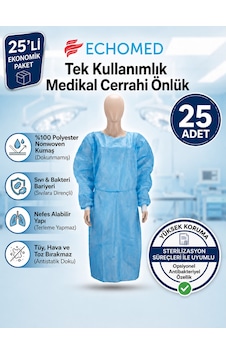 Echomed 25'li Paket Tek Kullanımlık Medikal Cerrahi Önlük