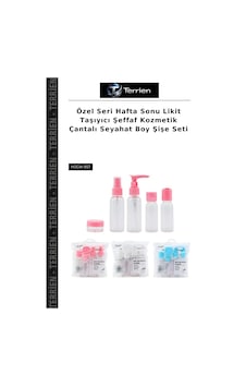 Terrien Özel Seri Hafta Sonu Likit Taşıyıcı Şeffaf Kozmetik Çantalı Seyahat Boy Şişe Seti Çok Renkli