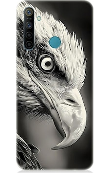 Realme 6i Uyumlu Silikon Kılıf Siyah Beyaz Kara Kartal Başı