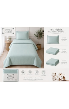 Ş Linens Tek Kişilik Nevresim Takımı Açık Yeşil Ş Linens Tek Kişilik Nevresim Takımı Açık Yeşil