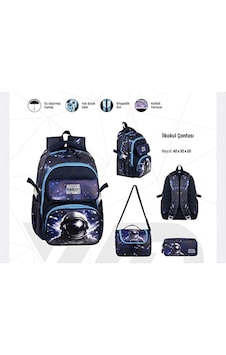 Astronot Çocuk Okul Çantası 3'lü Set Sırt Çantası, Beslenme Çantası Ve Kalemlik Astronot Okul Çantası Çanta Siyah Astronot Çocuk Okul Çantası 3'lü Set Sırt Çantası, Beslenme Çantası Ve Kalemlik Astronot Okul Çantası Çanta Siyah