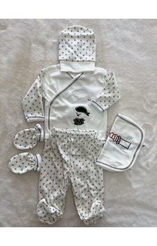 Özlem Bebe Desenli 5li Zıbın Set Lacivert Özlem Bebe Desenli 5li Zıbın Set Lacivert