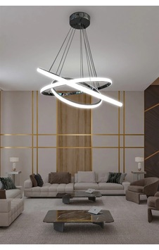 3'lü Çember Led Avize - 3 Renk Kumandasız - Antrasit Antrasit 3'lü Çember Led Avize - 3 Renk Kumandasız - Antrasit Antrasit