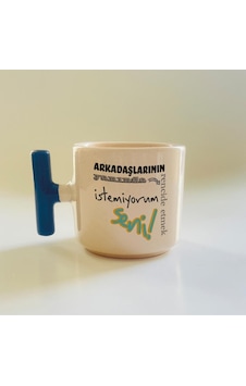 Rencide Etmek İstemiyorum Baskılı Mavi Kulplu T Öğretmenler Günü Kupası Rencide Etmek İstemiyorum Baskılı Mavi Kulplu T Öğretmenler Günü Kupası
