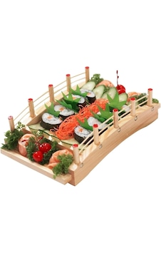 53 Cm Ahşap Sushi Sunum Köprüsü Sunum Standı Japon Servis Köprüsü Büyük Bo Açık Renk Ahşap