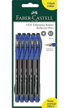 Faber-Castell 1425 Auto Tükenmez Kalem 10'lu Set – 1.0 mm İğne Uç, Siyah & Mavi Renk Faber-Castell 1425 Auto Tükenmez Kalem 10'lu Set – 1.0 mm İğne Uç, Siyah & Mavi Renk
