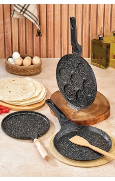 Polochef Granit Krep + Pankek + Gözleme Tavası Set Siyah Polochef Granit Krep + Pankek + Gözleme Tavası Set Siyah