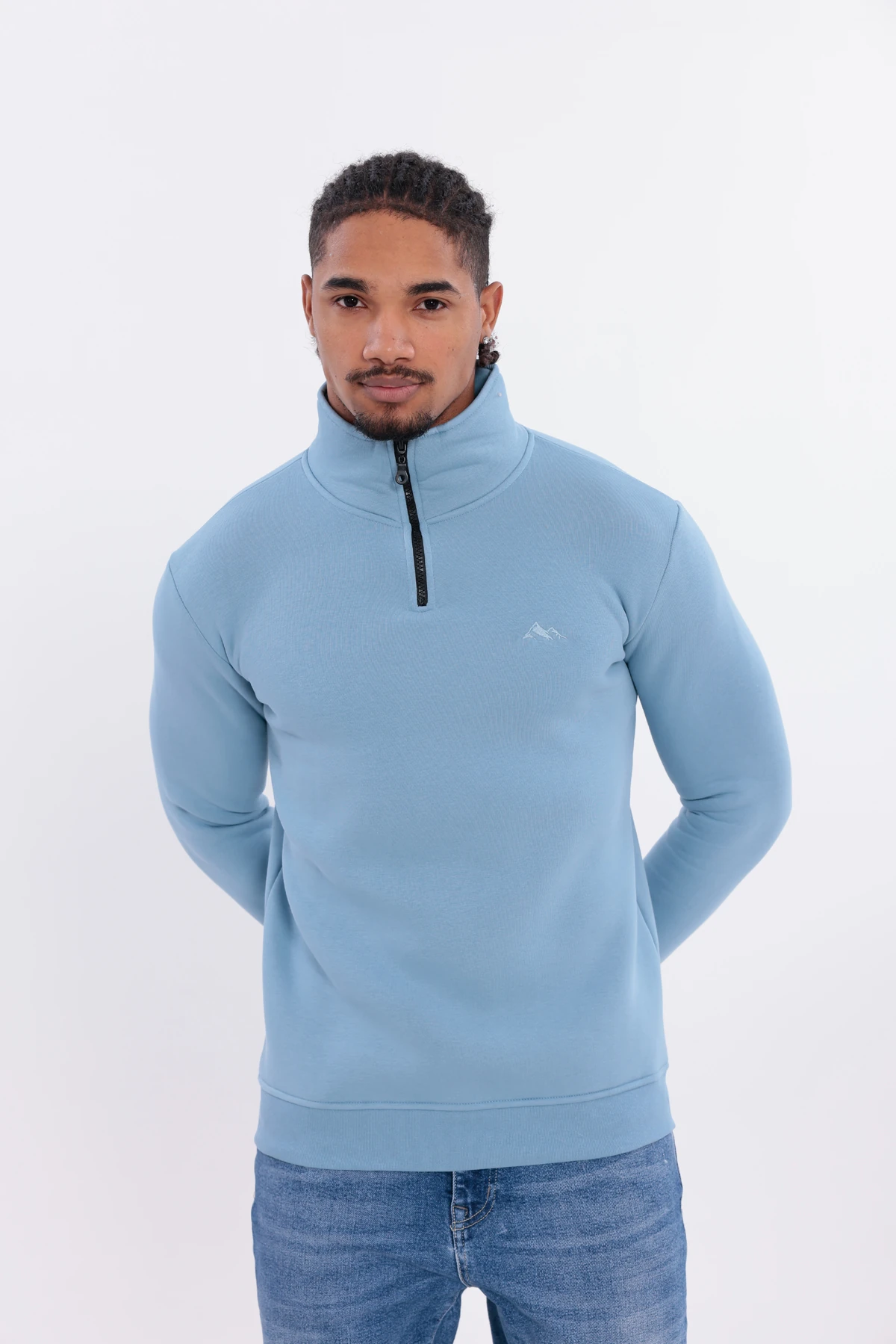 S4 Yarım Fermuarlı Sweatshirt Açık Mavi S4 Yarım Fermuarlı Sweatshirt Açık Mavi