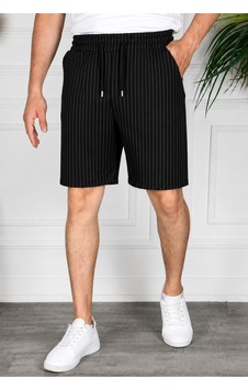 Herkesemoda Çizgili Bermuda Siyah