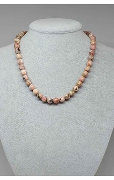 Rodokrozit Taşı Kolye 8mm (Klipsli) Altın Rodokrozit Taşı Kolye 8mm (Klipsli) Altın