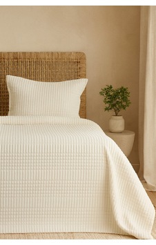 Evimcim Modern Line Kadife Tek Kişilik Yatak Örtüsü Seti 150x220 Cm Krem Evimcim Modern Line Kadife Tek Kişilik Yatak Örtüsü Seti 150x220 Cm Krem