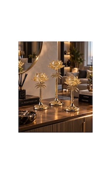 Sleep Nova Gold Kristal Lotus Çiçeği Dekoratif Obje 3 Lü Set Sleep Nova Gold Kristal Lotus Çiçeği Dekoratif Obje 3 Lü Set