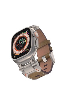 Apple Uyumlu Watch 44mm Zore Krd-114 Metal Başlıklı Suni Deri Kordon Apple Uyumlu Watch 44mm Zore Krd-114 Metal Başlıklı Suni Deri Kordon