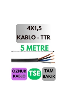 Öznur 4x1,5 Ttr Kablo Metre Seçenekli Siyah - 5 Metre Öznur 4x1,5 Ttr Kablo Metre Seçenekli Siyah - 5 Metre