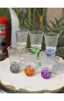 6 Lı Kristal Top Ayaklı Çizgili Kahve Yanı Su & Meşrubat & Sunum Bardağı Çok renkli 6 Lı Kristal Top Ayaklı Çizgili Kahve Yanı Su & Meşrubat & Sunum Bardağı Çok renkli