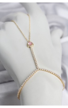 Gold Renk Pirinç Zirkon Taşlı Pembe Model Şahmeran