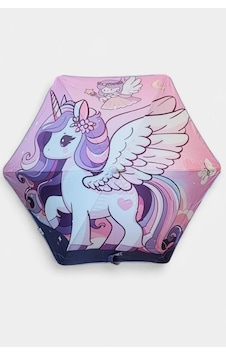 Kız Çocuk Baston Şemsiye Reflektörlü Karakter Desenli Boyu 70 Cm Çapı 80 Cm 6 Telli İsim Etiketli Pembe