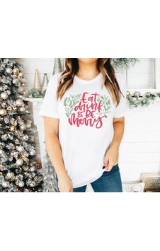 Defymoda Yılbaşı Noel Baskılı Kısa Kollu Oversize Bisiklet Yaka T-shirt - Beyaz Defymoda Yılbaşı Noel Baskılı Kısa Kollu Oversize Bisiklet Yaka T-shirt - Beyaz