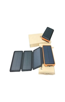 Powerbank Güneş Enerjili 20000 Mah 6 Led Işık Powerbank Siyah Powerbank Güneş Enerjili 20000 Mah 6 Led Işık Powerbank Siyah