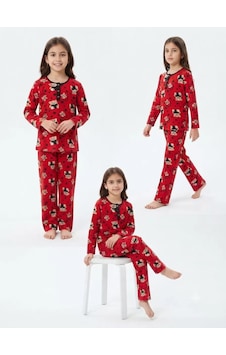 Veraura Lifestyle 6/14 Yaş Kalpli Ayıcık Baskılı Pamuk Penye Çocuk Pijama Takımı Kırmızı Veraura Lifestyle 6/14 Yaş Kalpli Ayıcık Baskılı Pamuk Penye Çocuk Pijama Takımı Kırmızı