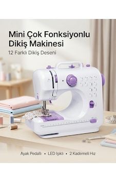 Ev Tipi Mini Dikiş Makinesi Ayak Pedallı Led Aydınlatmalı 12 Farklı Dikiş Desenli Cn Ev Tipi Mini Dikiş Makinesi Ayak Pedallı Led Aydınlatmalı 12 Farklı Dikiş Desenli Cn