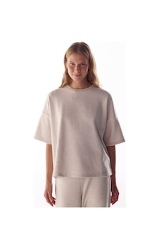 Penti Bej Melanj Sıcak Tutan Kısa Kollu Oversize Bluz Bg61 Penti Bej Melanj Sıcak Tutan Kısa Kollu Oversize Bluz Bg61