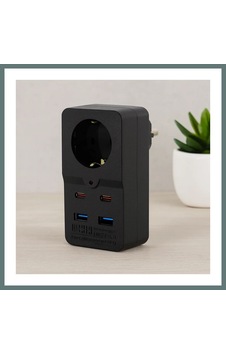 Ventra Termal Akım Korumalı Duvar Prizi - 1 Priz, 2xusb, 2xtype-c 10a/2500w Siyah Ventra Ventra Termal Akım Korumalı Duvar Prizi - 1 Priz, 2xusb, 2xtype-c 10a/2500w Siyah Ventra